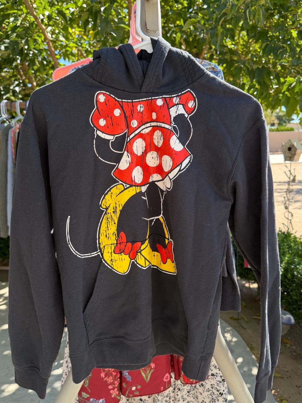 Disney Parks Kids Black Minnie Mouse Hoodie with Red Bow and Yellow Shoes